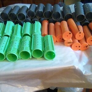 Vibrant Green and Orange Hair Rollers Set